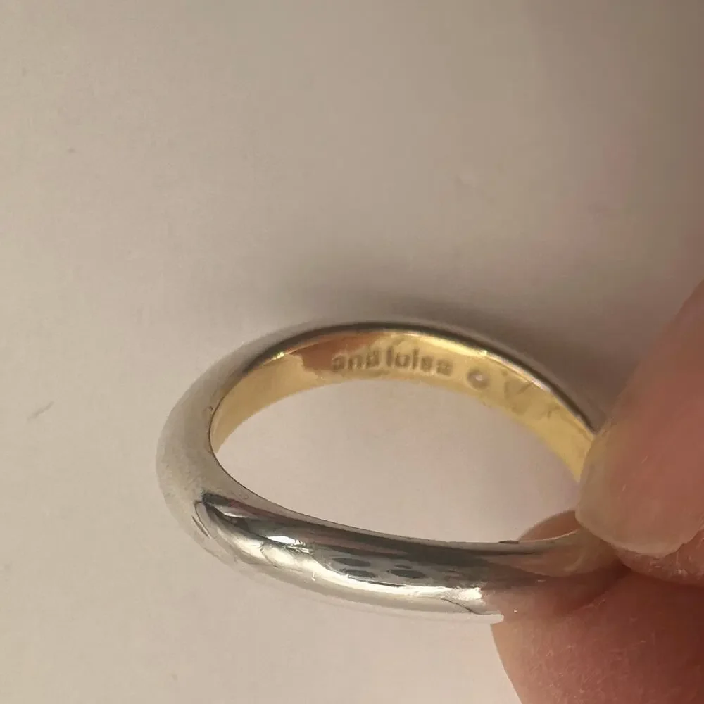 Ana Luisa Silver tone Band Ring Sz 6 Costume Jewelry Stackable Plain * flaw